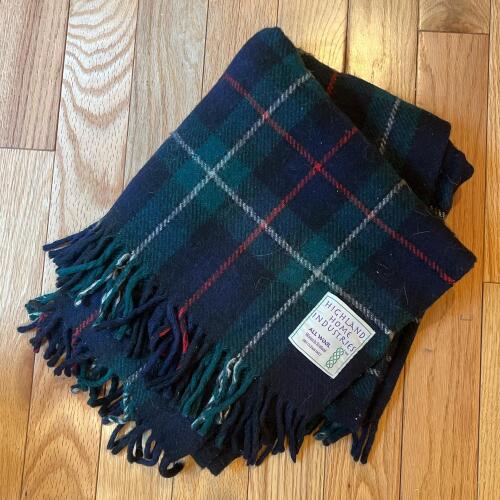 Highland Home Industries Scottish Wool Navy Green Red Tartan Blanket Throw