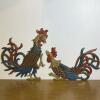 Pair Of MCM Rooster Wall Plaque Hand Painted Syroco Style Country Kitchen Decor