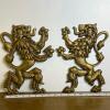 Pair Of Heraldic Lion Rampant Brass Wall Plaques - 4