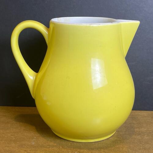 Vintage Ball Pottery Yellow Ceramic Pitcher Made In USA