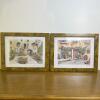 Pair of Framed Art Prints - Italian Courtyard Scenes Roma & Trastevere