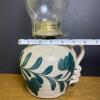 1997 Salmon Falls Blue Floral Stoneware Oil Lamp - 8