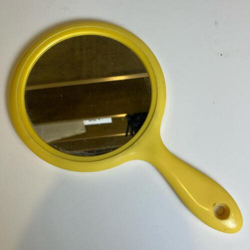 Vintage Yellow Handheld Mirror Made in Hong Kong