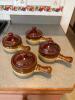 Set of 4 Taiwan Brown Ceramic French Onion Soup Bowls with Lids