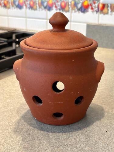 Terracotta Garlic Keeper Jar with Lid