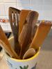 Ceramica SRM Italian Hand-Painted Ceramic Utensil Holder with 7 Wooden Utensils - 2
