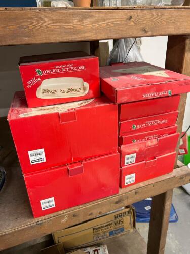 Bradlees Holly Yuletide Porcelain Holiday Dinnerware Sets