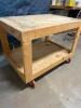 Rolling Cart Bench with Plywood Top and Lower Shelf