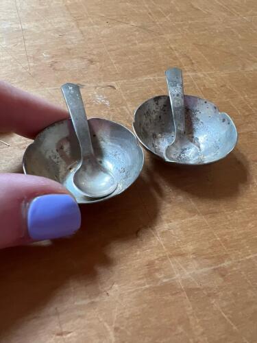 E.A. Day Sterling Silver Salt Cellars & Spoons Set &ndash; 35.31g