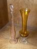 Pair Korean Etched Glass Bud Vases
