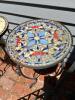 Mosaic Outdoor Bistro Set - 2 Tile-Top Side Tables & Metal Chair - 3