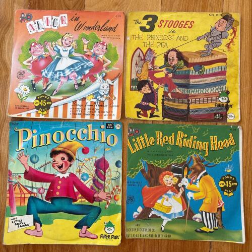 Set of 4 Vintage 7" 45 RPM Children's Storybook Records