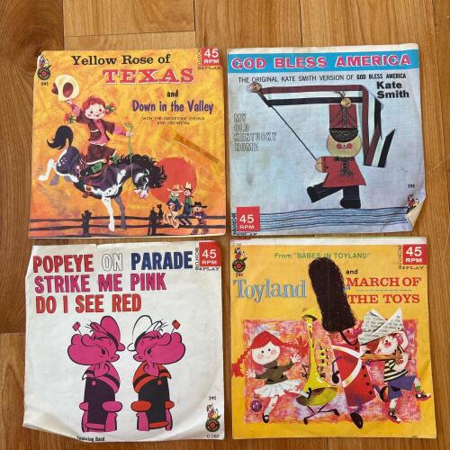 4 Vintage Cricket 45 RPM Children's Records