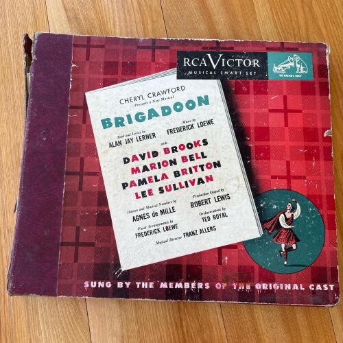 Vintage Brigadoon RCA Victor Album Case with Mismatched Discs from Various Labels