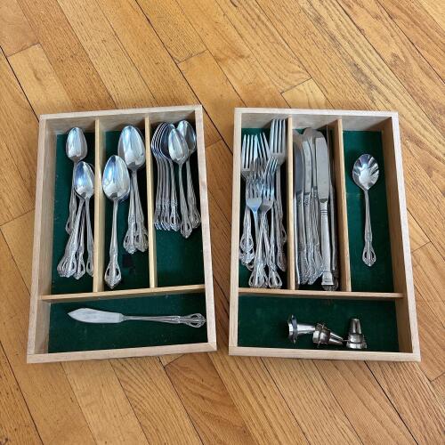 Excel Stainless Steel Flatware Set Two with Hardwood Trays