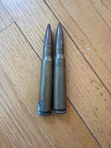 Set of 2 WWII 1943 Twin Cities Ordnance .50 BMG Inert M2 Ball Cartridges