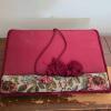Floral Tapestry Lap Tray, 16"x13", Burgundy Trim with Tassels