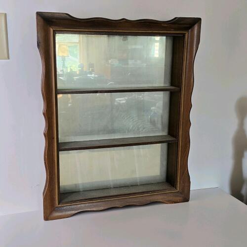 Wall-Mounted Wooden Display Cabinet 22.6"x18.1" 2 Shelves