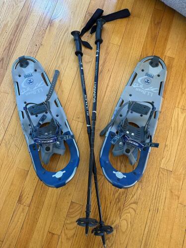 L.L.Bean Tubbs Snowshoes Blue/Grey w/ L.L.Bean Summit 7075 Trekking Poles