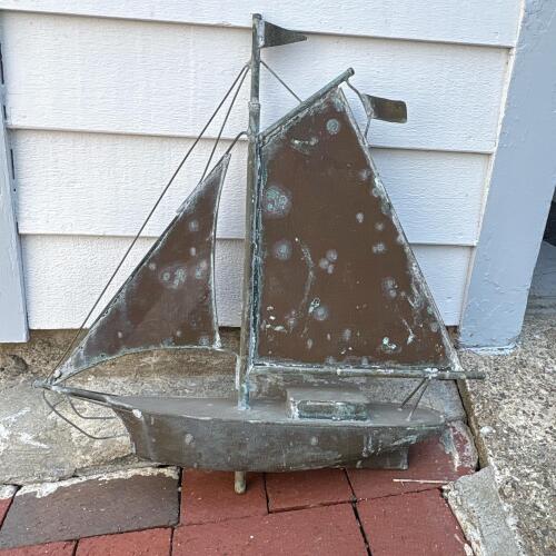 Decorative Copper Sailboat Sculpture