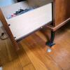 Metal and Wood Media Console Stand, 22"W x 18.5"D x 44.5"H, 3 Shelves, Drawer, Cable Management - 3