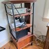 Metal and Wood Media Console Stand, 22"W x 18.5"D x 44.5"H, 3 Shelves, Drawer, Cable Management - 7