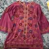 Traditional Women's Embroidered Cotton Tunic from Pakistan, Size Small