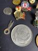 Mixed Lot Baseball Centennial Joe Torre Coin, 2004 Red Sox World Series Pins, Dinosaur Token - 2
