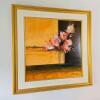 Signed "Robert" Oil on Canvas - Venezia Italia Floral Still Life, 37x37" Gold Frame