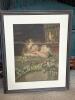 15" x 18" Antique 1880 H. Hallett & Co. "The Evening Song" Framed Chromolithograph Print