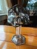 Antique Art Nouveau Clear Glass Bud Vase with Silver Overlay