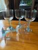 Set of 4 Blue-Tinted Pressed Glass Wine Goblets