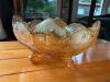 Marigold Carnival Glass Footed Bowl