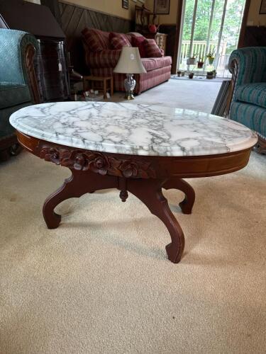 Victorian Style Marble Top Coffee Table