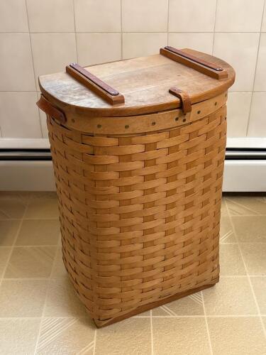 Vintage Handmade F. Schaefer Wooden Laundry Hamper
