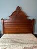 Antique Victorian Wooden Bed Frame with Ornate Carved Headboard - 2