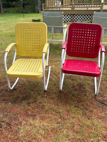 Pair of Vintage Metal Motel Chairs