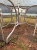 Round Glass Patio Dining Table Set with 4 Mesh Sling Chairs - 4