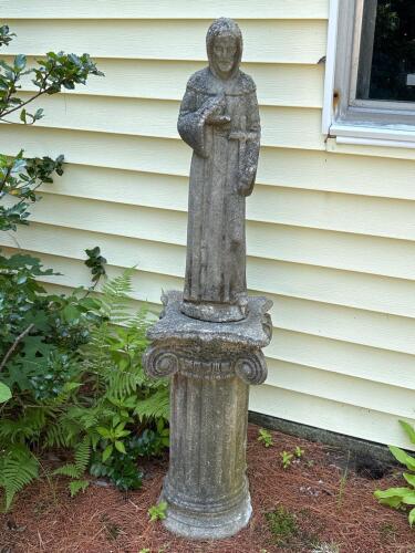 48" Concrete Religious Statue with Greek Column Pedestal