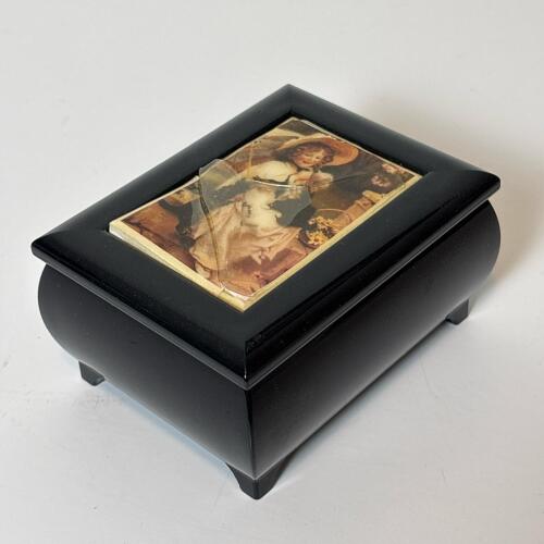 Vintage Sankyo Ceramic Tile Music Box with Girl & Dog Design