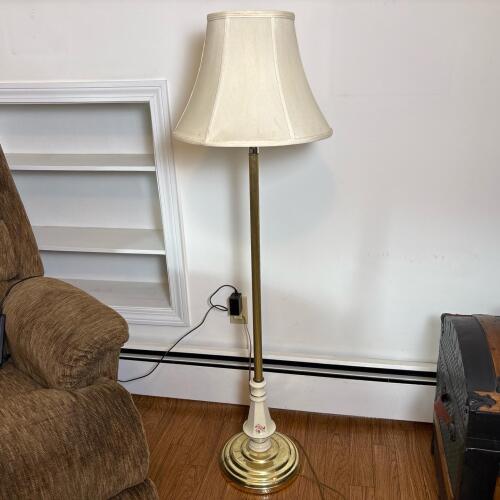 Vintage Metal & Ceramic Floral Floor Lamp