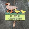Metal "Duck Crossing" Lawn Sign, Multicolor with Ducklings & Stake