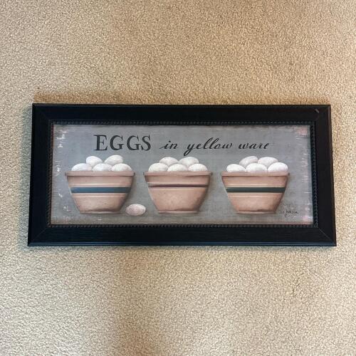 22.75" x 10.75" Framed Print "Eggs in Yellow Ware" by Jill Ankrom, Signed