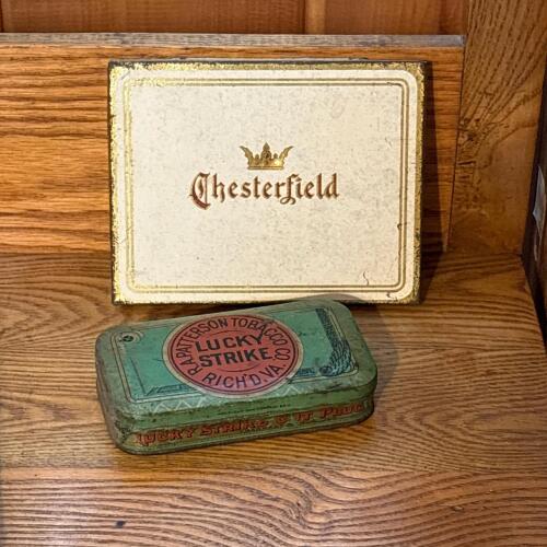Pair of Vintage Tobacco Tins- Lucky Strike and Chesterfield