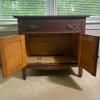 Antique Oak Washstand with Drawer and Cabinet Doors - 5