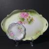 Hand-Painted German Porcelain Tray & Reticulated Plate Set
