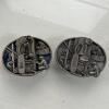 Pair Of Commemorative Pewter Communications Telephone Lineman Belt Buckles