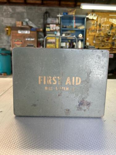 Vintage Bell System C First Aid Kit, Metal Case with Original Contents