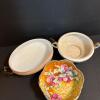 Trio of China Serving Bowls - Nippon Hand Painted, Thompson Aladdin - Floral and Fruit Motifs - 3