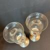 Pair of International Sterling Hurricane Candle Holders with Etched Glass Shades - 2